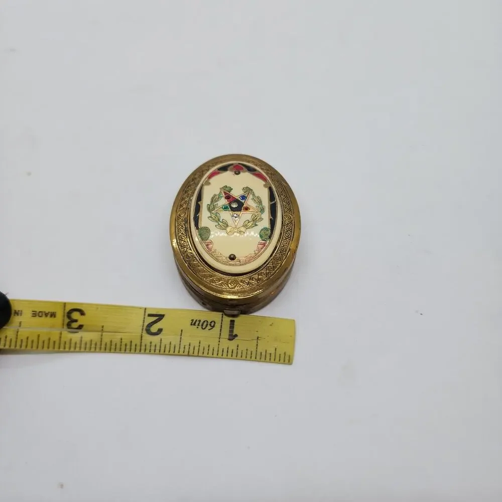 Vintage Order Eastern Star Powder Compact with Mirror OES Rhinestone Freemason